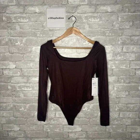 Lululemon Nulu Square Neck Long Sleeve Bodysuit Thong Cut NWT Size Large (FRPR) - Picture 3 of 16
